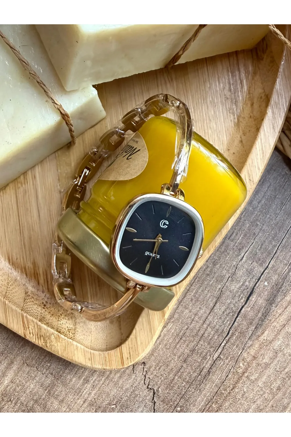 Vintage Kare Gold İçi Siyah Kadın Kol Saati — görsel 2