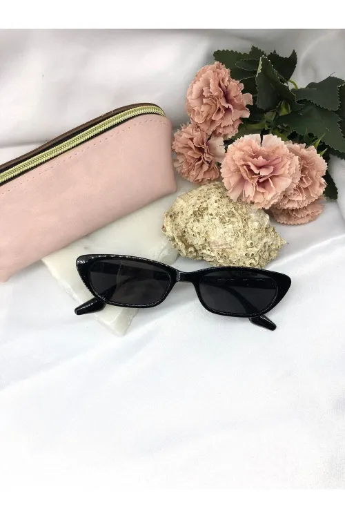 Tery Cat Eye Vintage Retro Kemik Siyah Kadın Güneş Gözlüğü