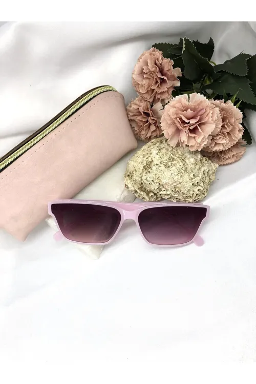 Elira Dikdörtgen Retro Pembe Kadın Güneş Gözlüğü