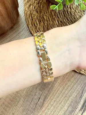 Vintage Yuvarlak Gold İçi Bordo Kadın Kol Saati