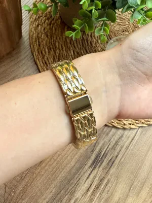 Üçgen Gümüş İçi Gold Tasarım Taşlı Kadın Kol Saati