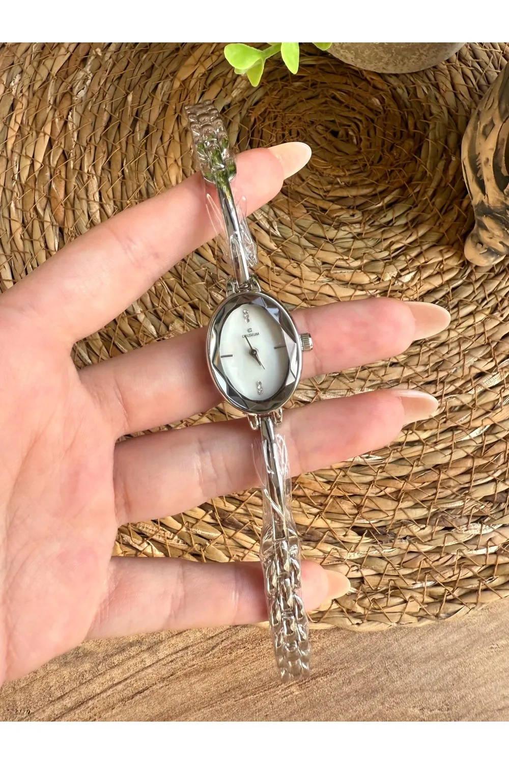 Vintage Gümüş İçi Beyaz Kadın Kol Saati — görsel 3