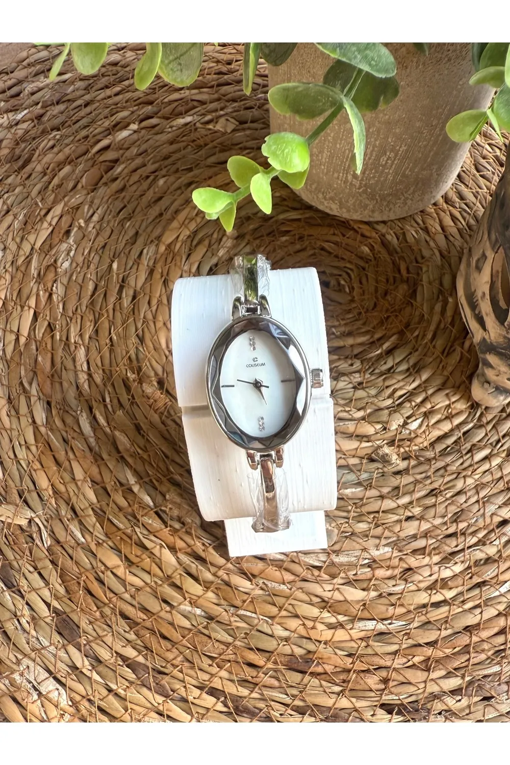 Vintage Gümüş İçi Beyaz Kadın Kol Saati — görsel 4