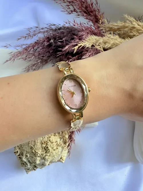 Vintage Ayarlanabilir Kordon Gold İçi Pembe Kadın Kol Saati