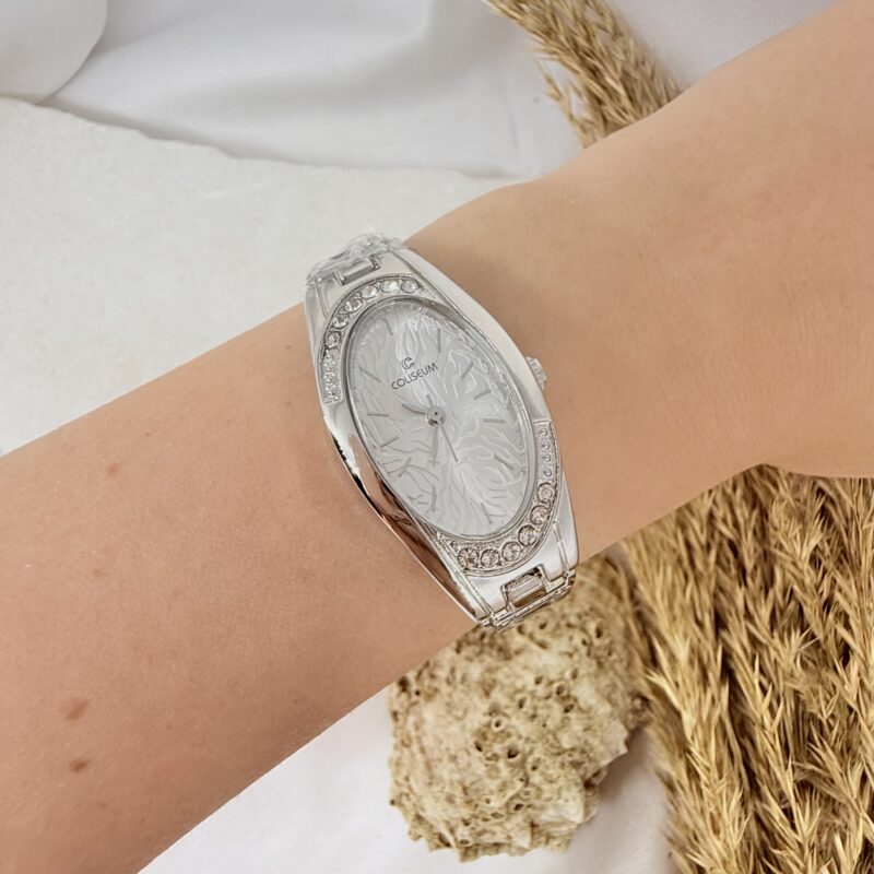 Vintage Minik Taş Detaylı İçi Beyaz Gümüş Kadın Kol Saati